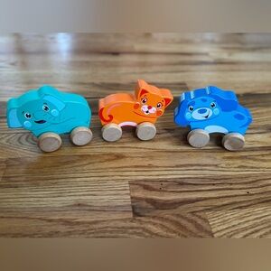 Colorful Wooden Animal Car Toys